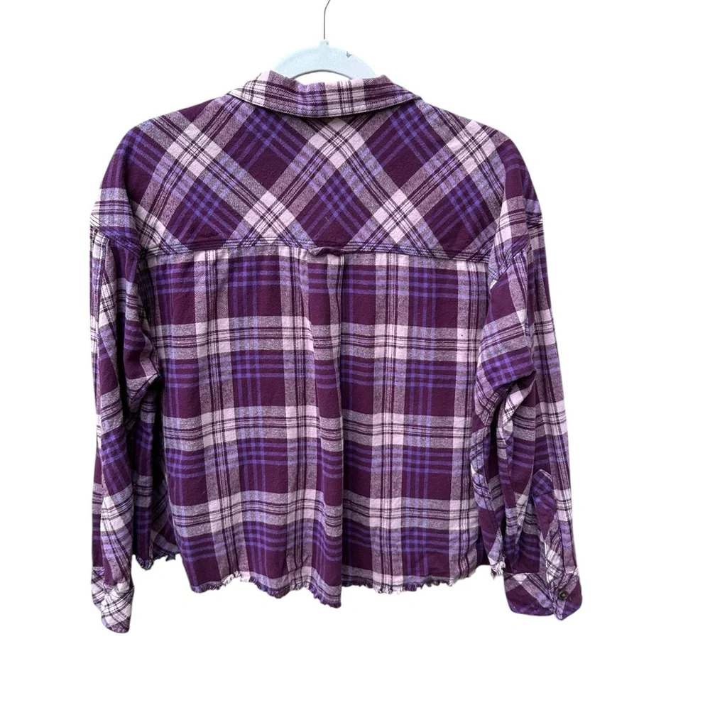 BDG Burgundy and Purple Plaid Shirt - Picture 2 of 4
